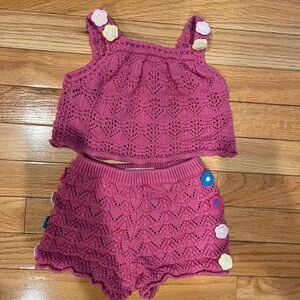 Zara Magenta Knit Set with Floral Details